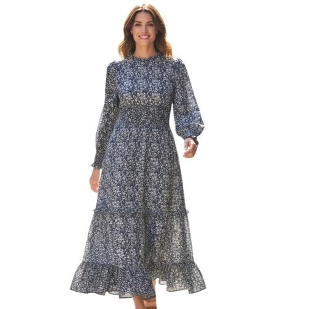 LEV nyc Floral Tiered Boho Women's size XL Patchwork Ruffle Romantic Maxi Dress